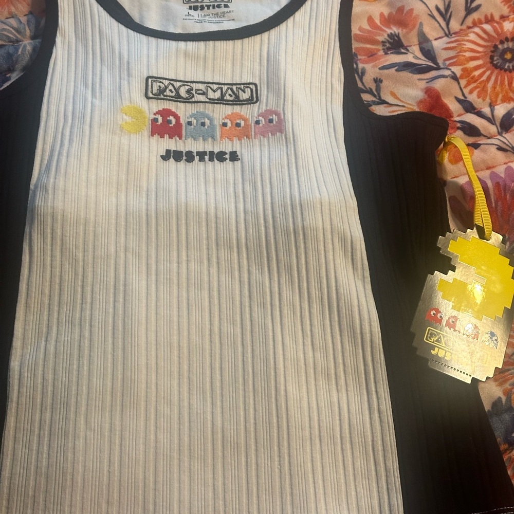 Justice Pac-Man Tank Top with Colorful Characters
